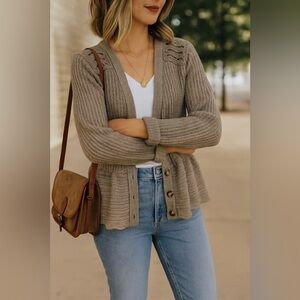 Peplum Cardigan Sweater XS